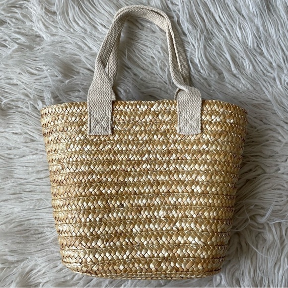 Cristina Castañer My Bestys Beige Straw Raffia Braided Mini Tote Bag EUC O/S - Picture 1 of 9
